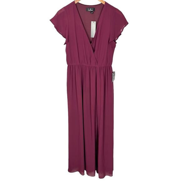 Lulu’s Lost in the Moment Maxi Gown Burgundy Bridesmaid Dress Size Small NWT - Picture 6 of 15